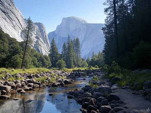 Scenic trail in Yosemite National Park, one of the best hiking areas in the U.S., with lush greenery and stunning natural views.