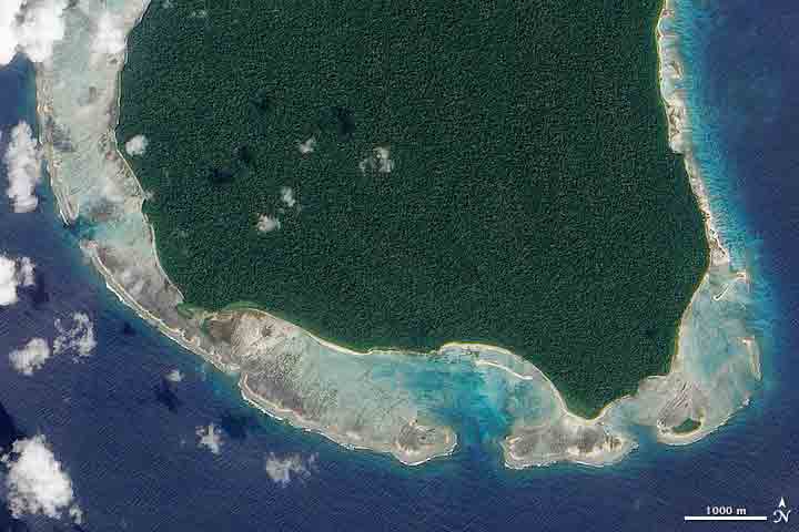 Satellite view of North Sentinel Island Andaman and Nicobar India