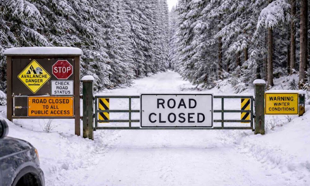 Winter road status gate closure on public land