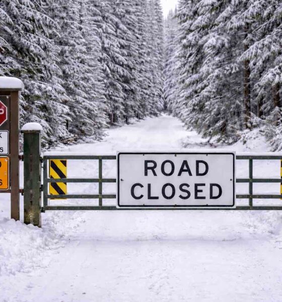 Winter road status gate closure on public land