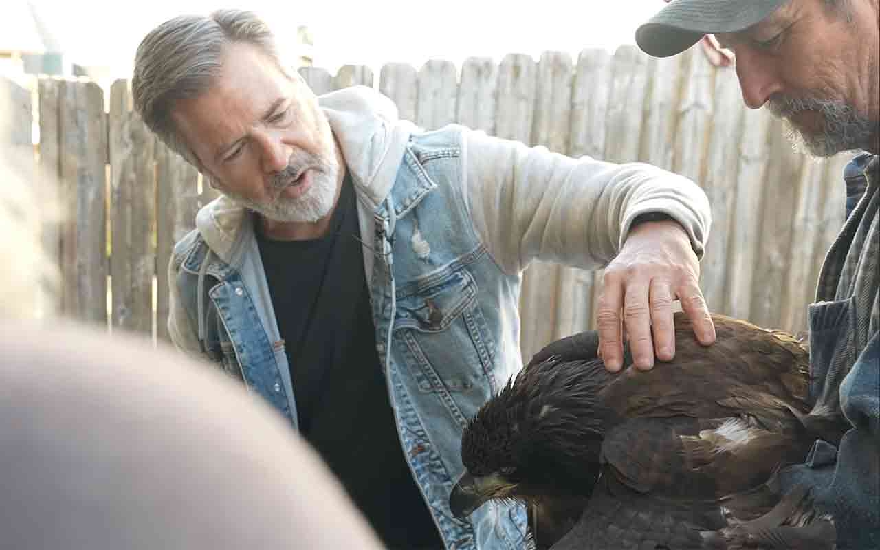 Gary Metivier With Rescued Bald Eagle - Popular Outdoorsman Gary Metivier with rescued bald eagle in That’s Wild