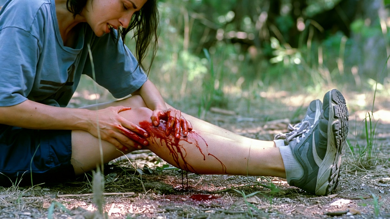 Injured in the woods bleeding putting pressure picture 2 - Popular Outdoorsman Injured in the woods bleeding putting pressure picture 2