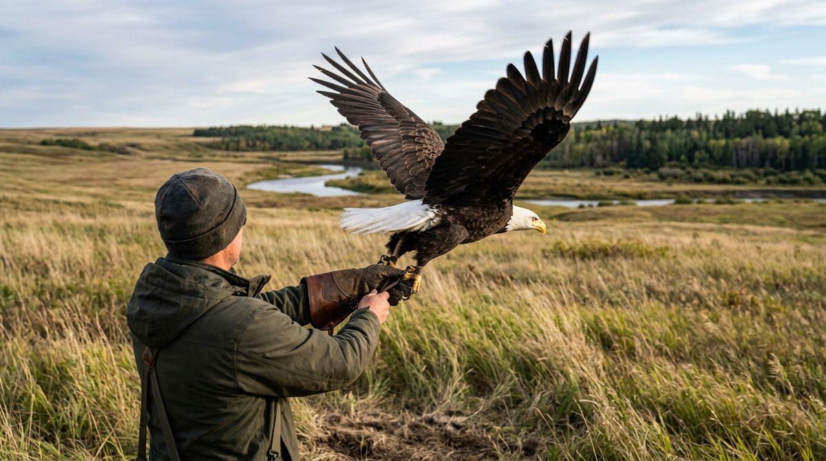 Bald eagle being released back to the wild