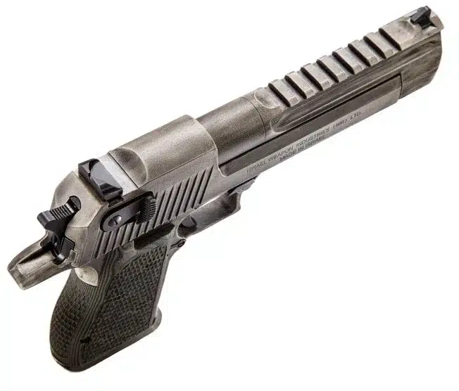 Magnum Research Desert Eagle .44 Magnum pistol, angled view - Popular Outdoorsman Magnum Research Desert Eagle .44 Magnum pistol, angled view