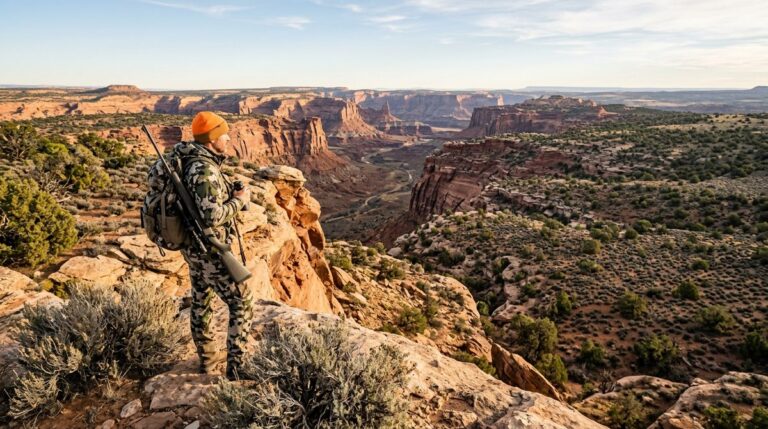 Hunter overlooking Utah mule deer country